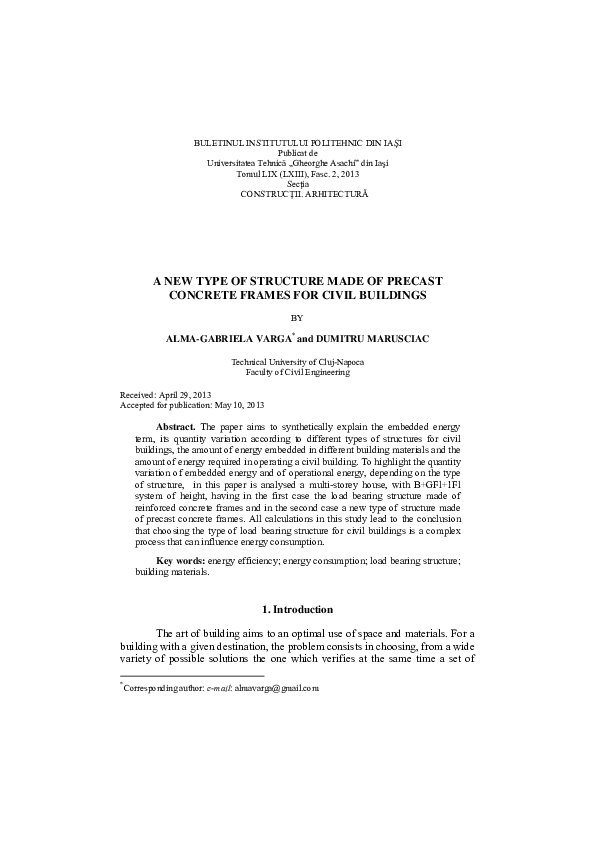 (PDF) A New Type of Structure Made of Precast Concrete Frames for Civil ...