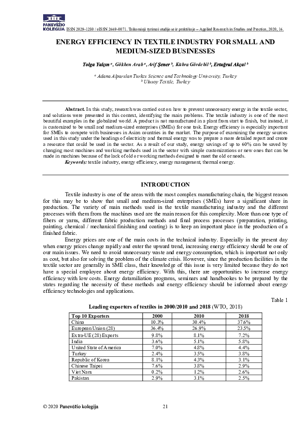 (PDF) Energy Efficiency in Textile Industry for Small and Medium-Sized ...