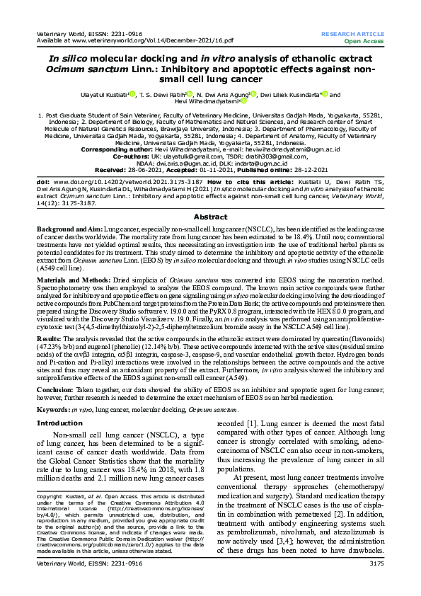 (PDF) In silico molecular docking and in vitro analysis of ethanolic ...