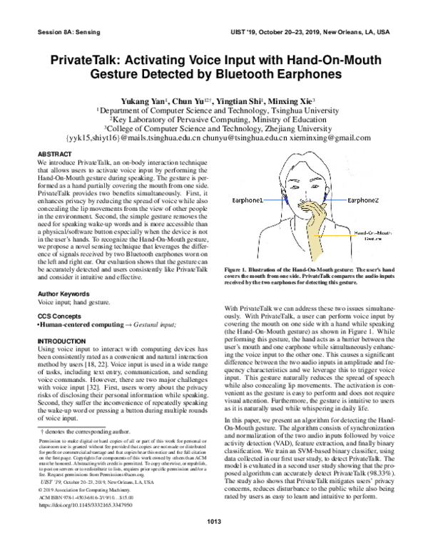 (PDF) PrivateTalk Activating Voice Input with HandOnMouth Gesture