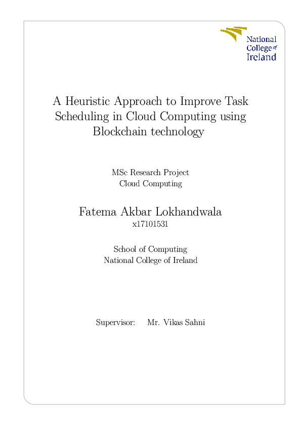 (PDF) A Heuristic Approach to Improve Task Scheduling in Cloud ...