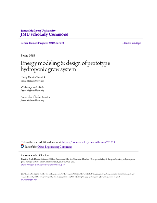 (PDF) Energy modeling & design of prototype hydroponic grow system