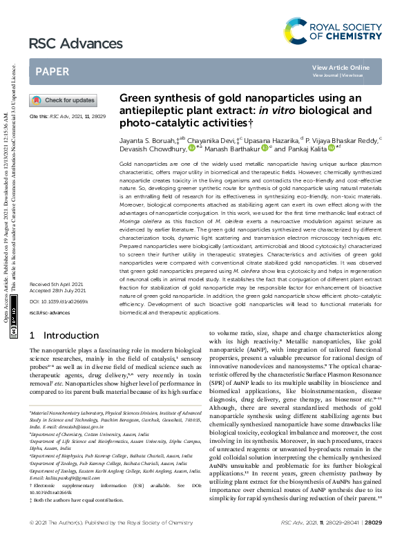 (PDF) Green synthesis of gold nanoparticles using an antiepileptic ...