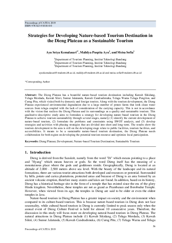 (PDF) Strategies for Developing Nature-based Tourism Destination in the ...
