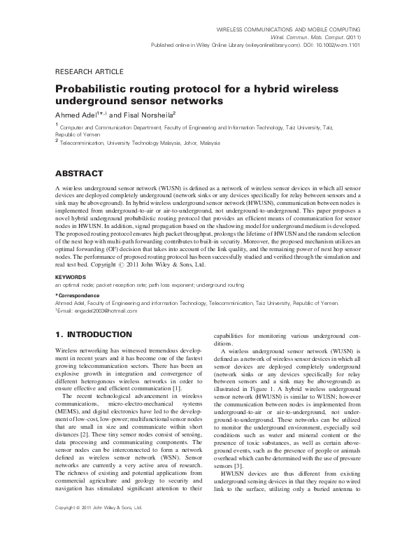 (PDF) Probabilistic routing protocol for a hybrid wireless underground ...