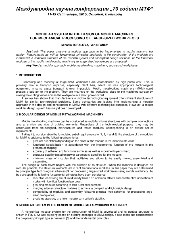 (PDF) Modular System in the Design of Mobile Machines for Mechanical ...