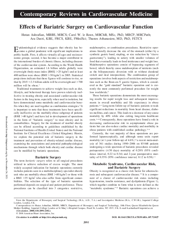 (PDF) Effects of Bariatric Surgery on Cardiovascular Function