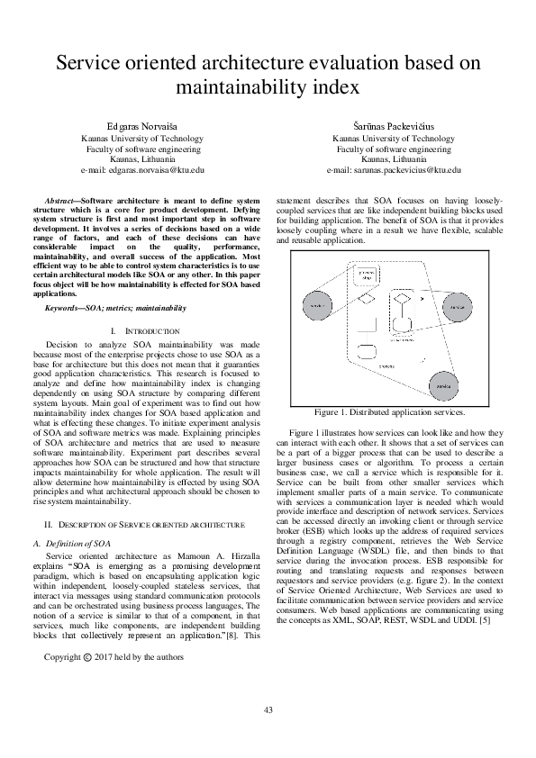(PDF) Service oriented architecture evaluation based on maintainability ...