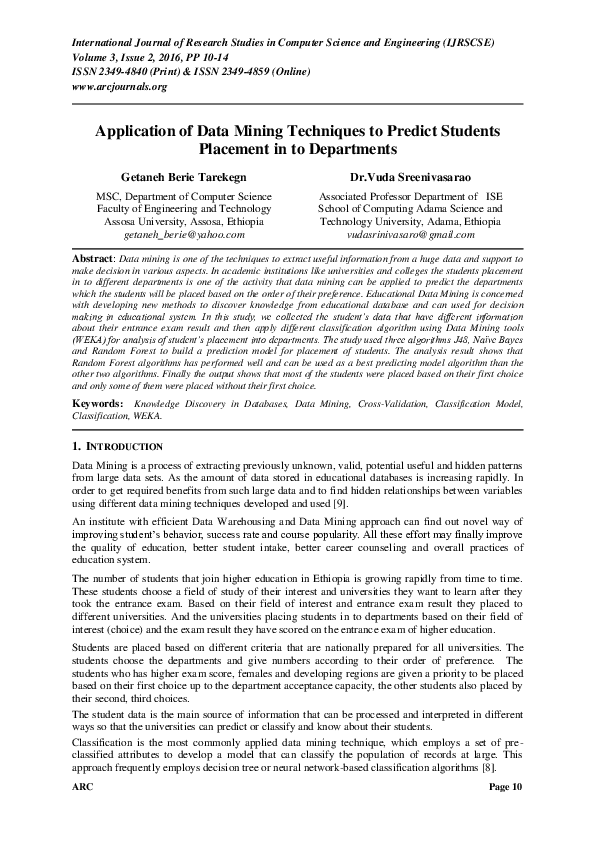(PDF) Application of Data Mining Techniques to Predict Antiretroviral ...