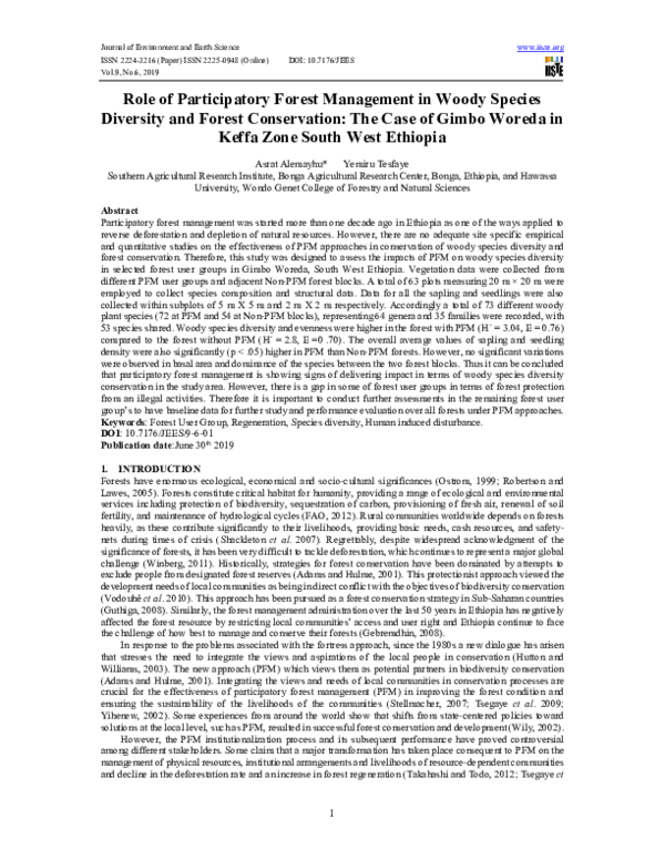 (PDF) Role of Participatory Forest Management in Woody Species ...
