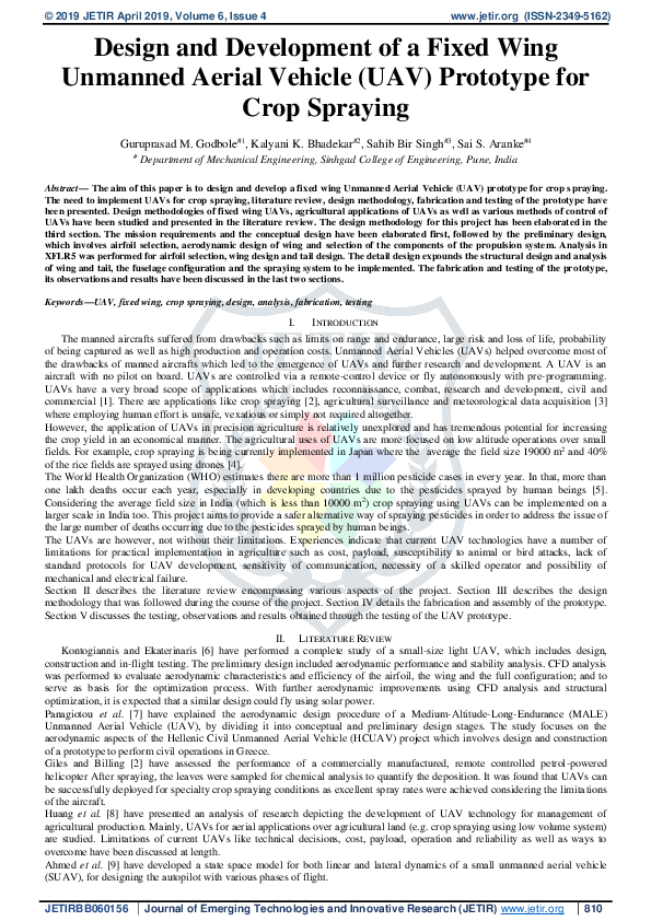 (PDF) Design and Development of a Fixed Wing Unmanned Aerial Vehicle ...