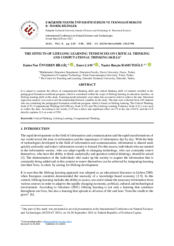 (PDF) The Effects of Lifelong Learning Tendencies on Critical Thinking ...