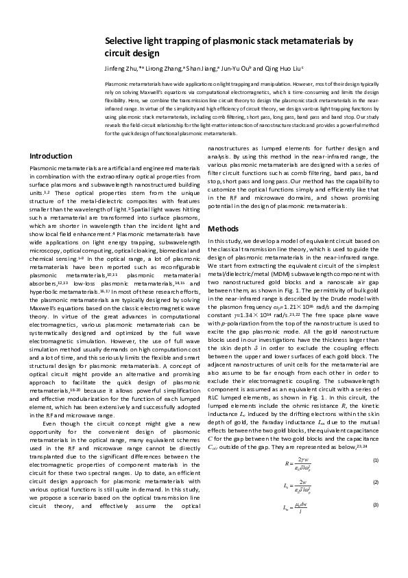 (PDF) Selective light trapping of plasmonic stack metamaterials by ...
