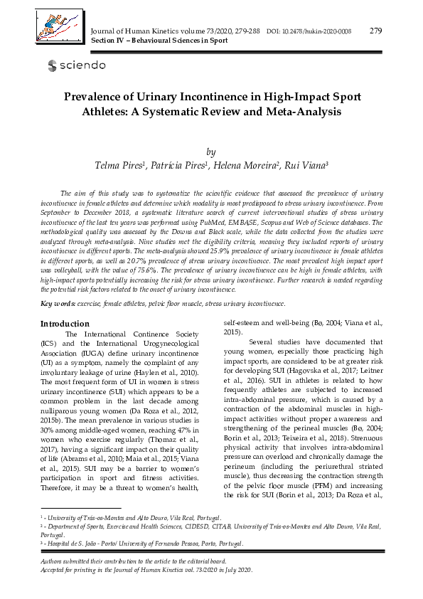 (PDF) Prevalence of Urinary Incontinence in High-Impact Sport Athletes ...