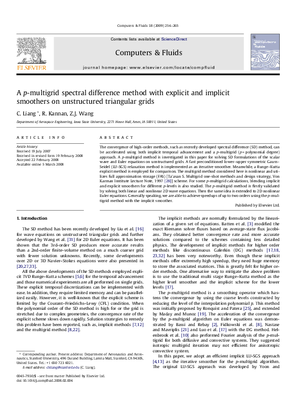(PDF) A p-multigrid spectral difference method with explicit and ...