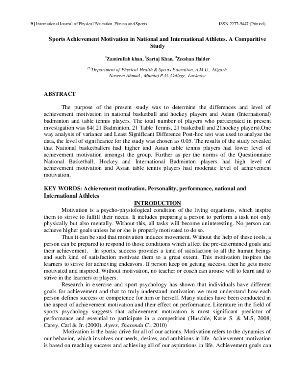 (PDF) Sports Achievement Motivation in National and International ...