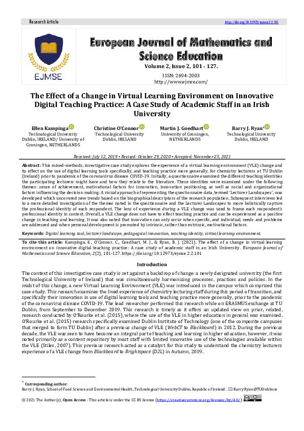 (PDF) The Effect of a Change in Virtual Learning Environment on ...