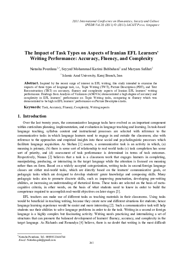 (PDF) The Impact of Task Types on Aspects of Iranian EFL Learners ...