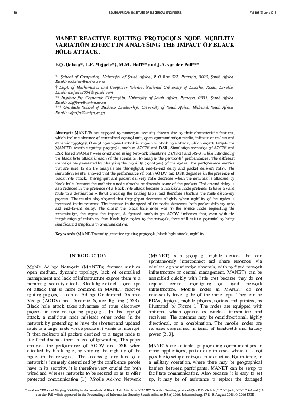 (PDF) Manet Reactive Routing Protocols Node Mobility Variation Effect ...