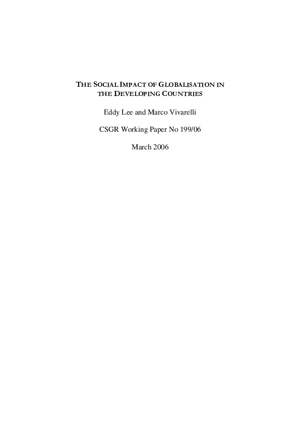 (PDF) The social impact of globalisation in the developing countries