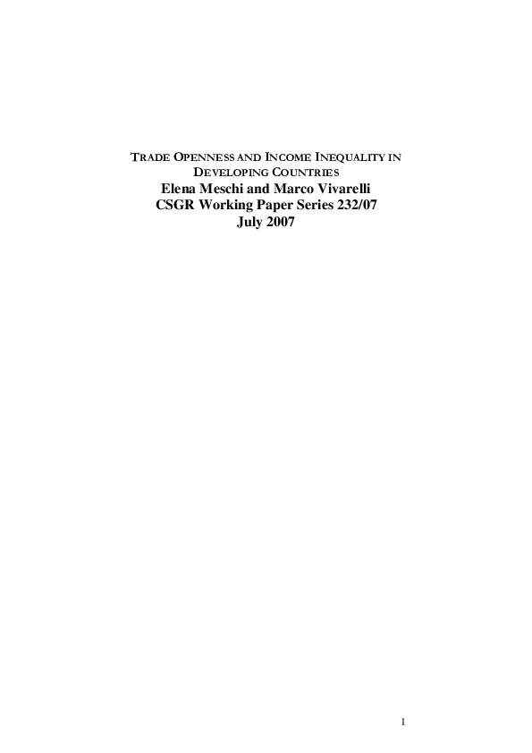 (PDF) Trade openness and income inequality in developing countries