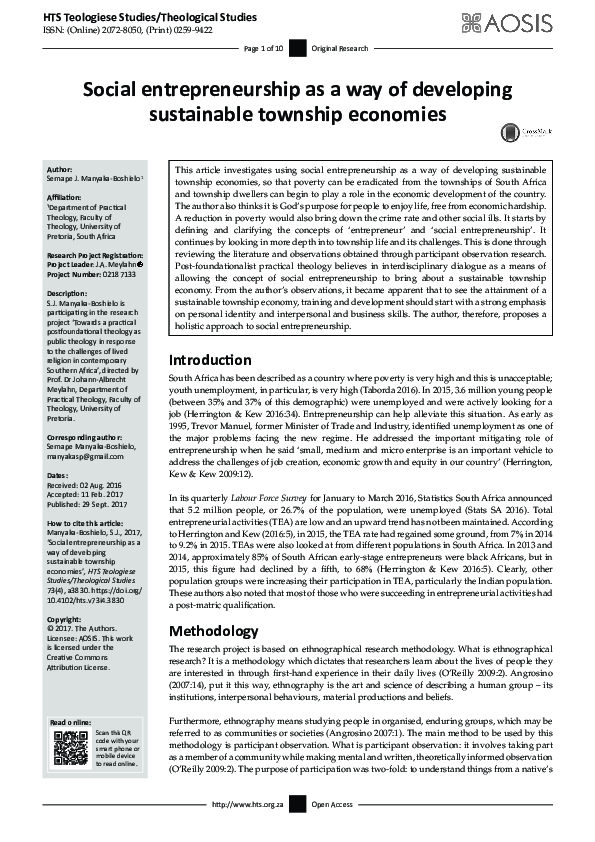 (PDF) Social entrepreneurship as a way of developing sustainable ...