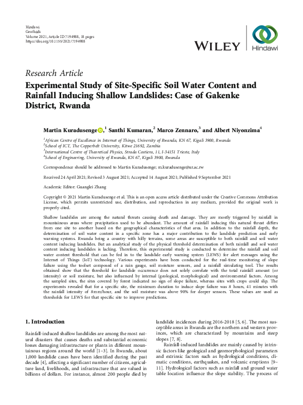 (PDF) Experimental Study of Site-Specific Soil Water Content and ...