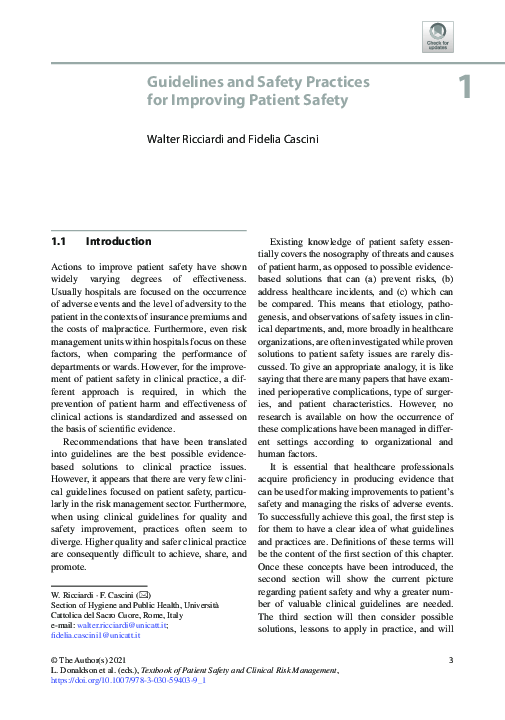 (PDF) Guidelines and Safety Practices for Improving Patient Safety