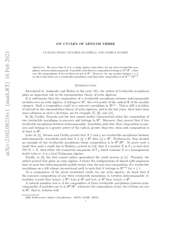 (PDF) On cycles of length three