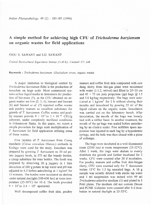 (PDF) A simple method for achieving high CFU of Trichoderma harzianum ...