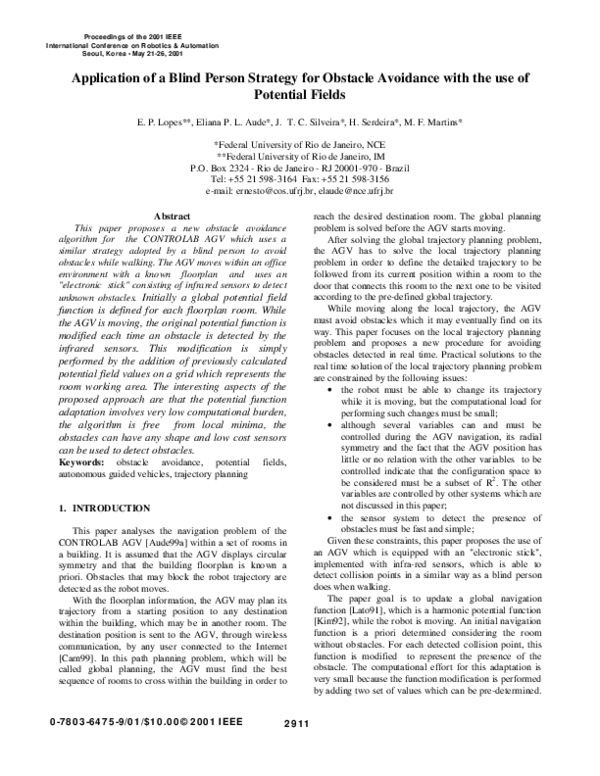 (PDF) Application of a blind person strategy for obstacle avoidance ...