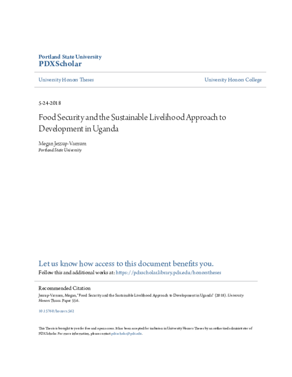 (PDF) Food Security and the Sustainable Livelihood Approach to ...