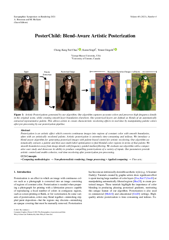 (PDF) PosterChild: Blend‐Aware Artistic Posterization