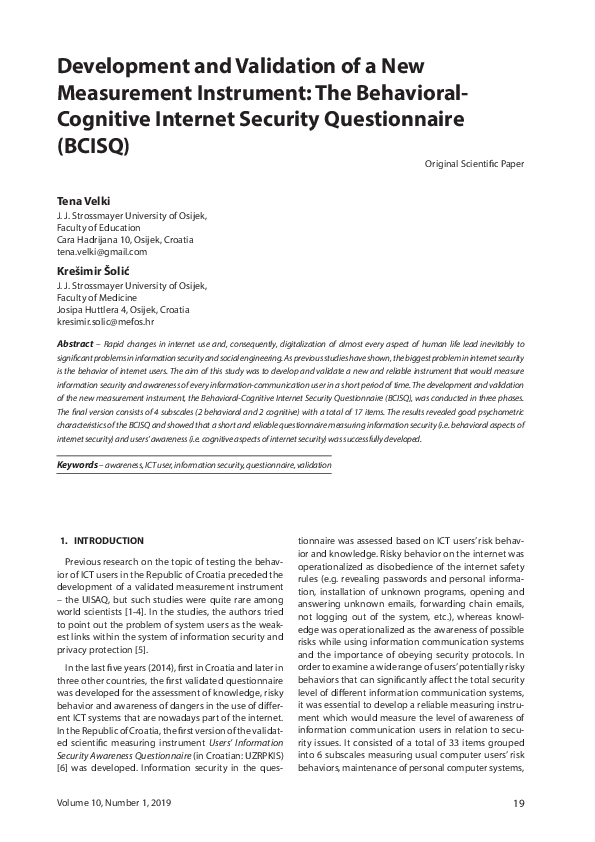 (PDF) Development and Validation of a New Measurement Instrument