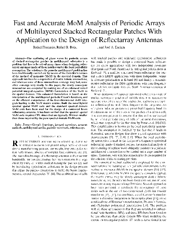 (PDF) Fast and accurate MoM analysis of periodic arrays of multilayered ...
