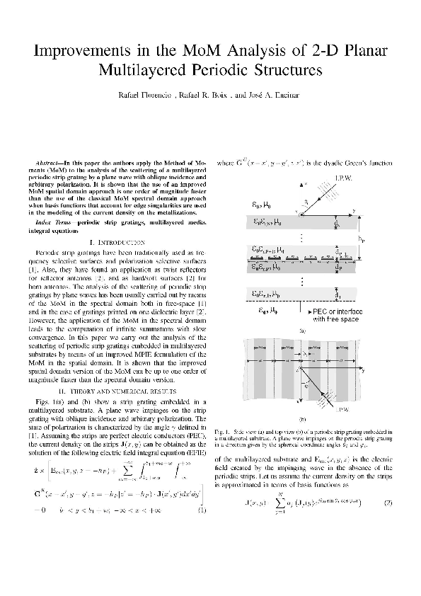 (PDF) Improvements in the MoM analysis of 2-D planar multilayered ...