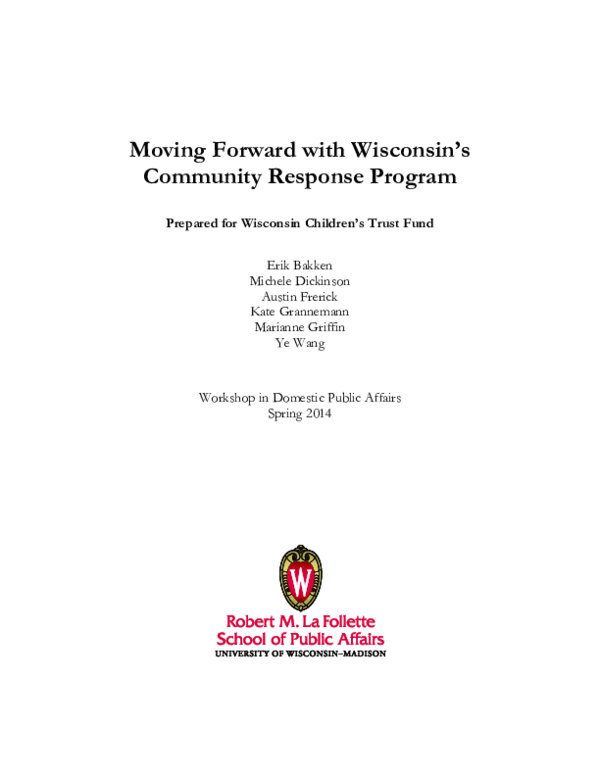 (PDF) Moving Forward with Wisconsin's Community Response Program ...