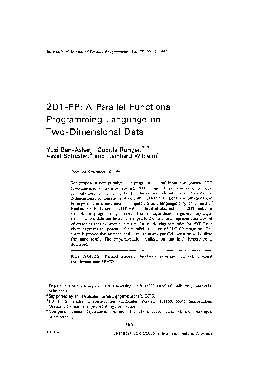 (PDF) 2DT-FP: A parallel functional programming language on two ...