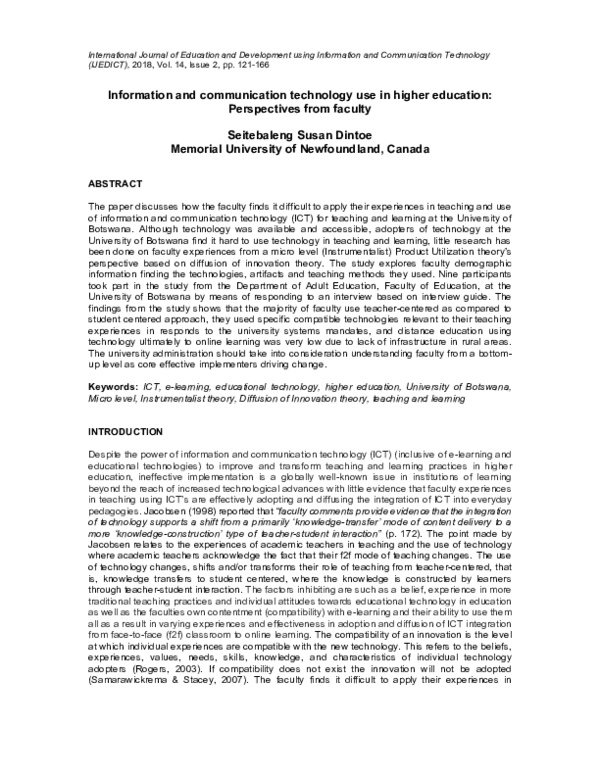 (PDF) Information and Communication Technology Use in Higher Education ...