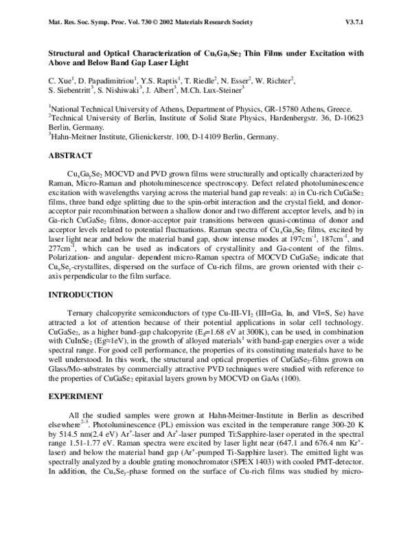 (PDF) Structural and optical characterization of Cu3N films prepared by ...