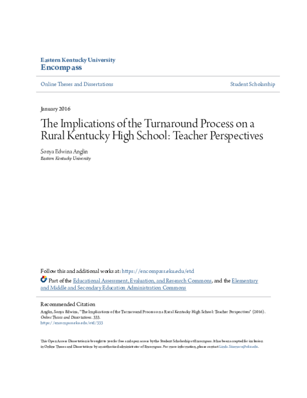 (PDF) The Implications of the Turnaround Process on a Rural Kentucky ...