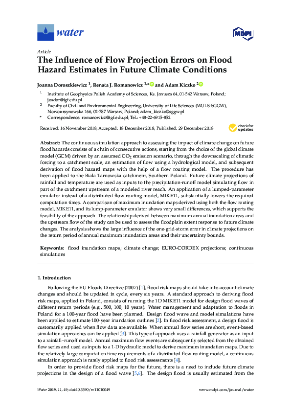 (PDF) The Influence of Flow Projection Errors on Flood Hazard Estimates ...