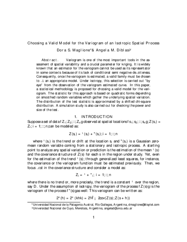 (PDF) Exploring a valid model for the variogram of an isotropic spatial ...