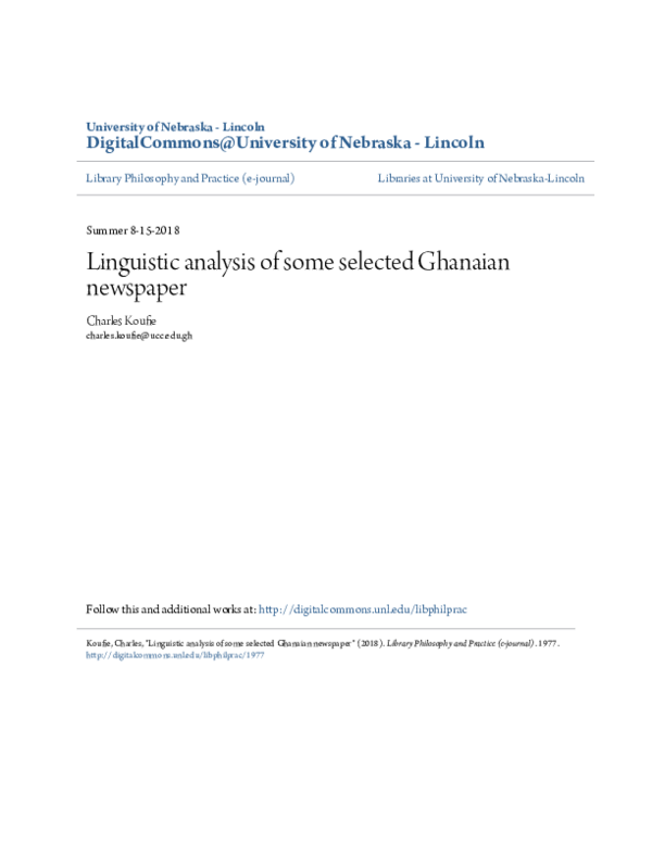 (PDF) Linguistic analysis of some selected Ghanaian newspaper
