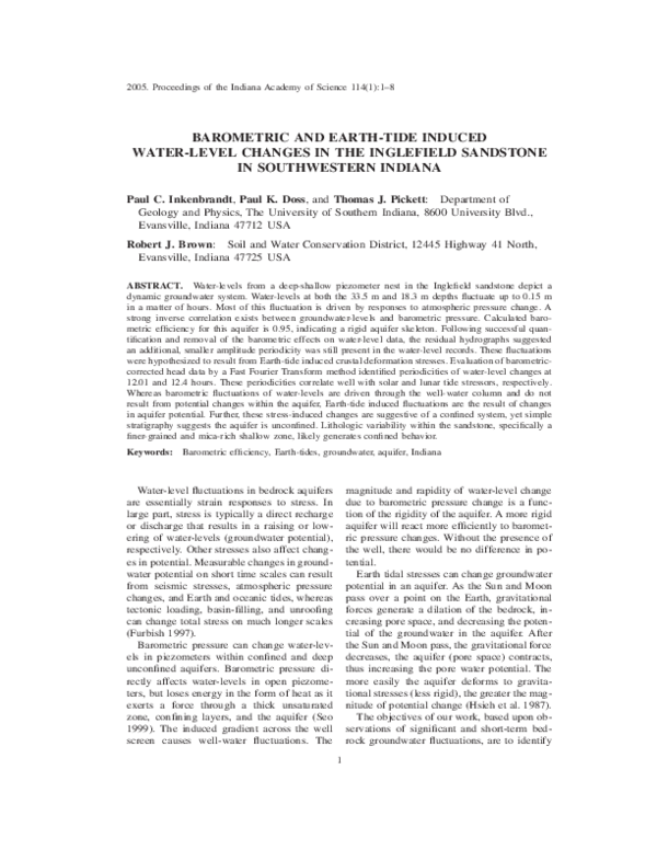 (PDF) Barometric and Earth-tide Induced Water-level Changes in the ...