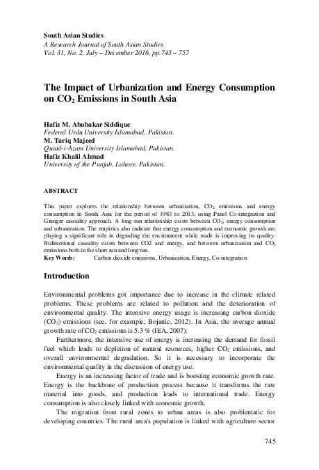 (PDF) The Impact of Urbanization and Energy Consumption on CO 2 ...
