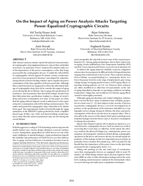 (PDF) On the Impact of Aging on Power Analysis Attacks Targeting Power ...