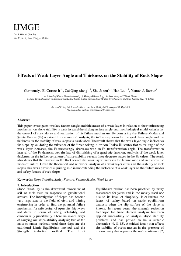 (PDF) Effects of Weak Layer Angle and Thickness on the Stability of ...