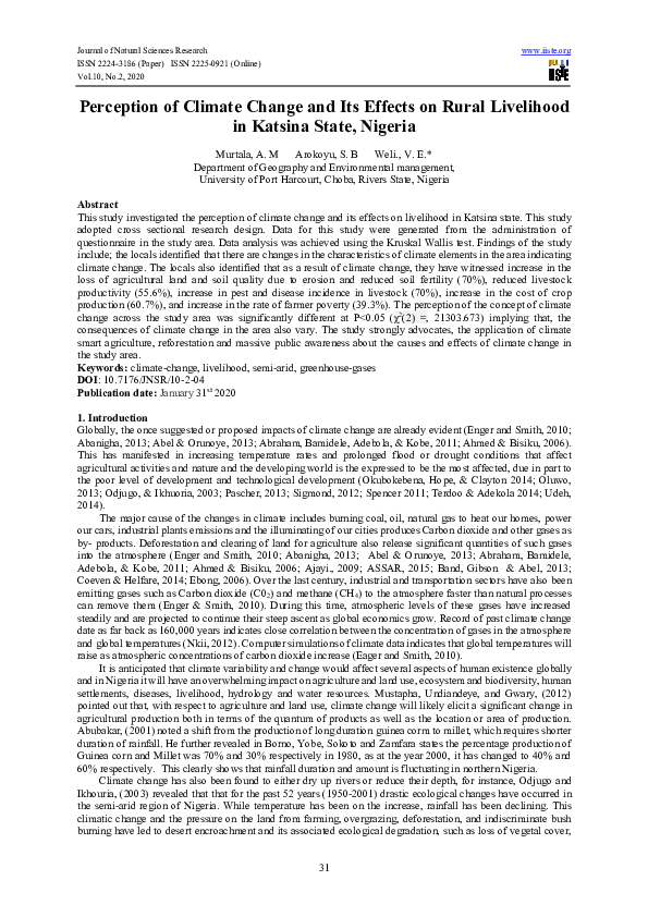 (PDF) Perception of Climate Change and Its Effects on Rural Livelihood ...