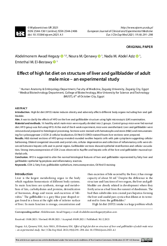(PDF) Effect of high fat diet on structure of liver and gallbladder of ...